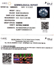 0.95/Cents Natural Diamond With Govt. Lab Certificate (150000)